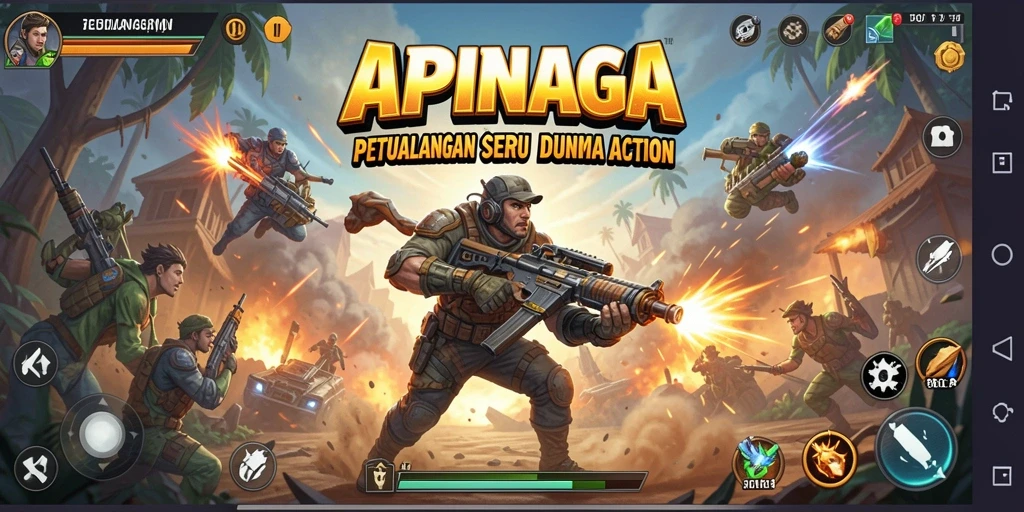 Tampilan penuh aksi dari gameplay APINAGA yang menarik.