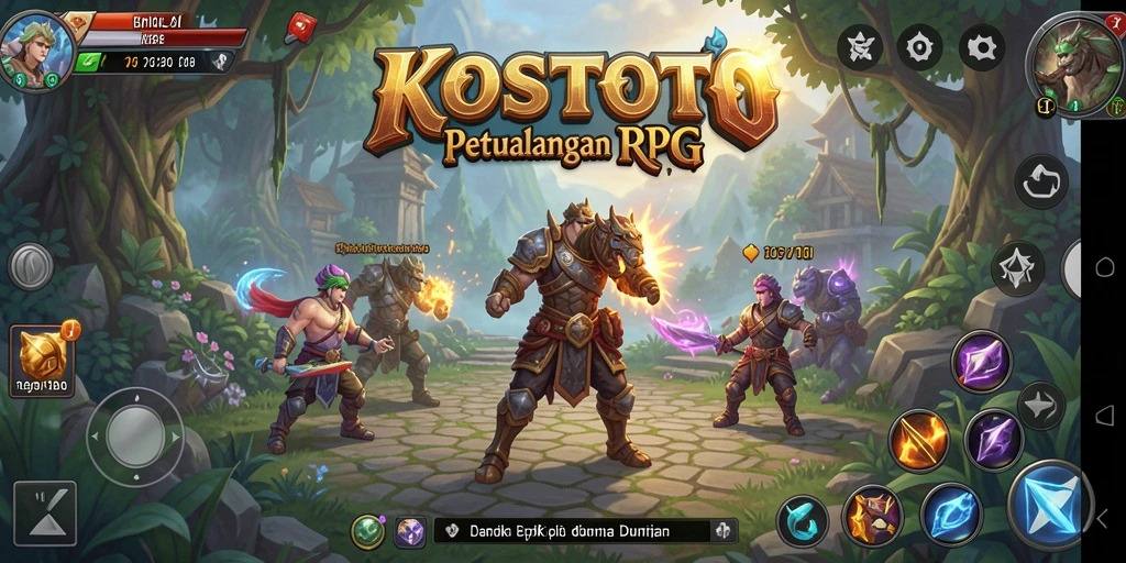 Tampilan gameplay KOSTOTO yang menawan dan penuh aksi RPG.